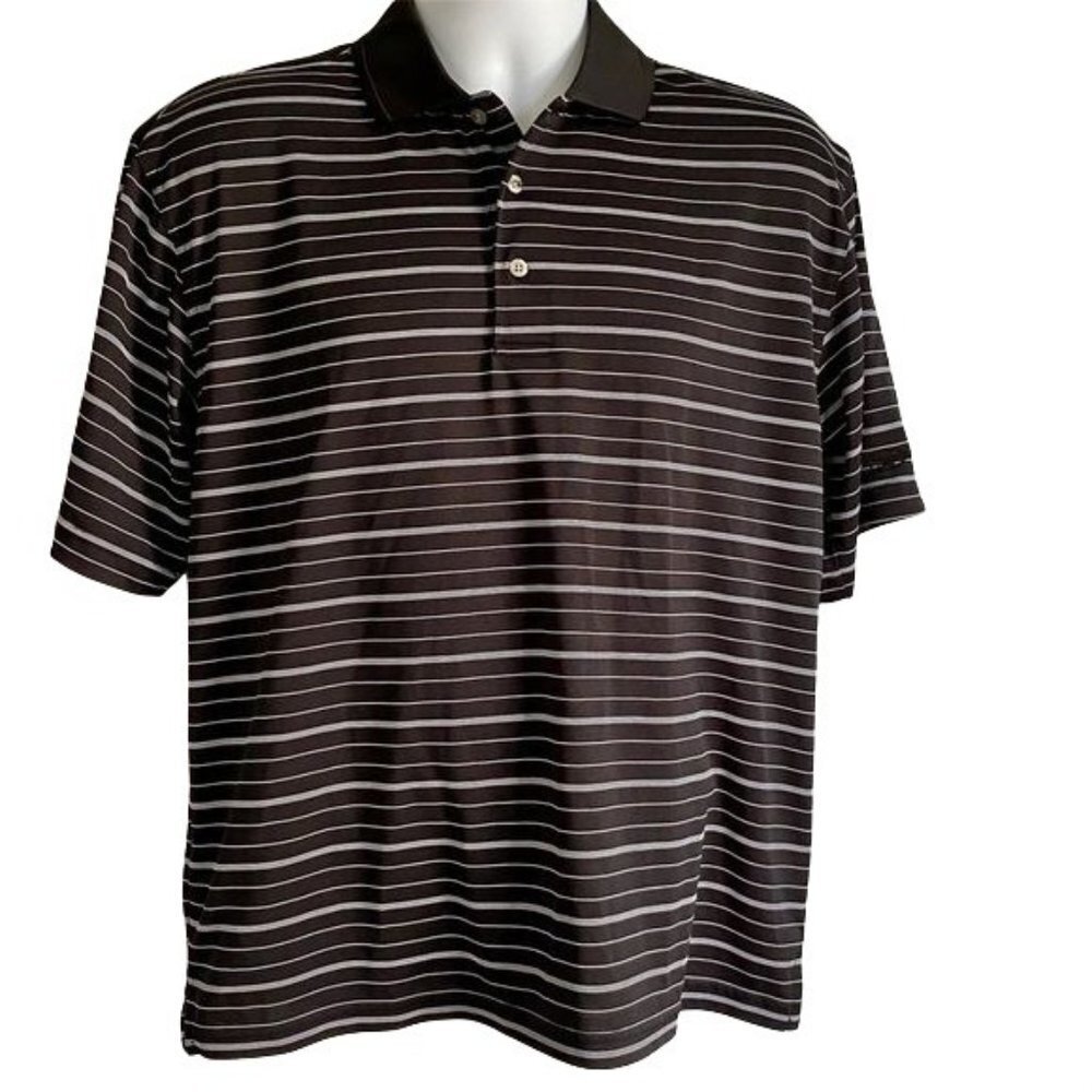 Top Flite Polo Shirt Black White Polyester Mens Medium